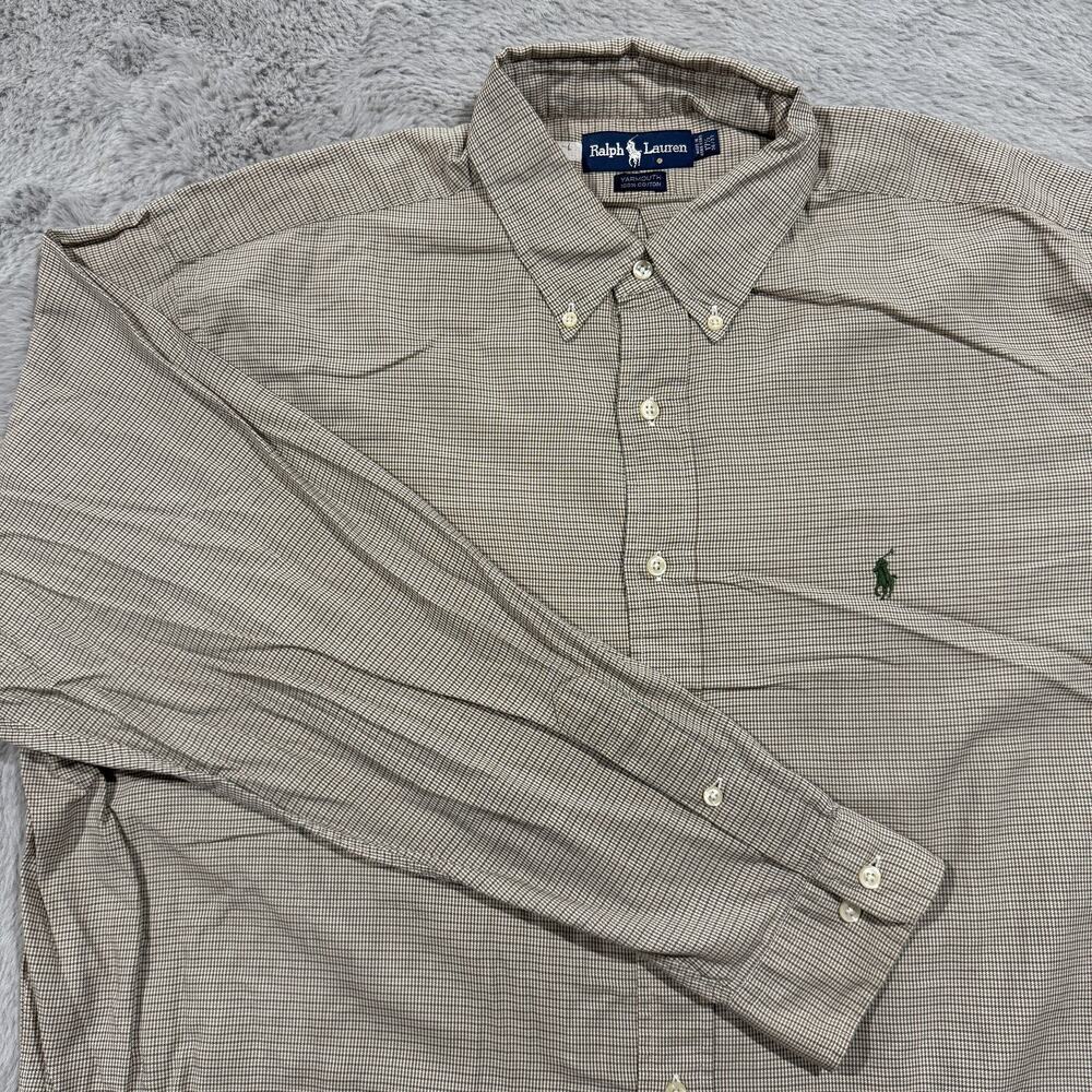 Ralph Lauren Shirt Mens Large Yarmouth Button Down Classic Check Plaid Dress Up